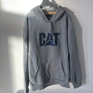 Caterpillar Gray Hoodie with Blue Logo